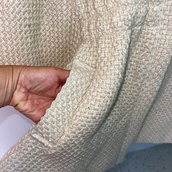 Green With Envy Cape Womens Medium M Wool Blend Poncho Ivory Snap Side Pockets - Picture 5 of 12